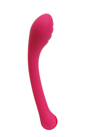 Ярко-розовый фаллоимитатор с изогнутой головкой - 18 см.
