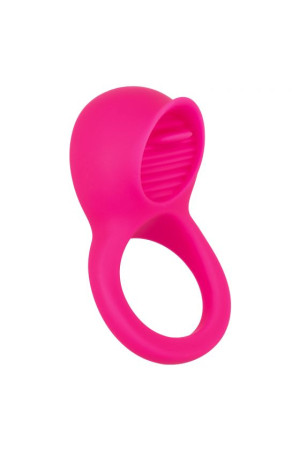 Ярко-розовое эрекционное кольцо Silicone Rechargeable Teasing Tongue Enhancer