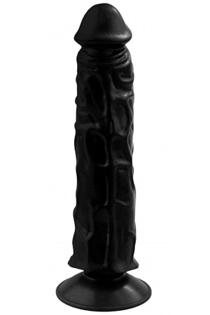 Черный гелевый фаллоимитатор на присоске №9 - 19,5 см.