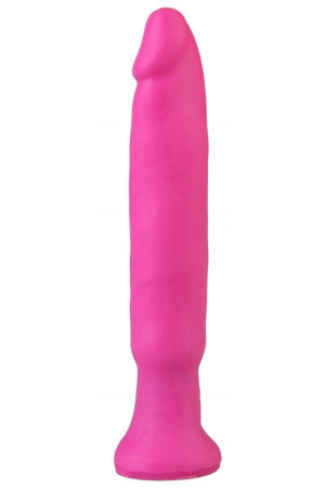 Ярко-розовый анальный стимулятор без мошонки - 14 см.
