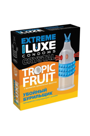 Стимулирующий презерватив  Убойный бурильщик  с ароматом тропических фруктов - 1 шт.